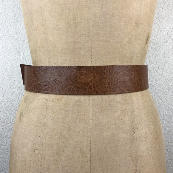 Harold’s l S Retro Vintage Pinup Rockabilly Mexican Embossed Tooled Leather Belt - Picture 4 of 10